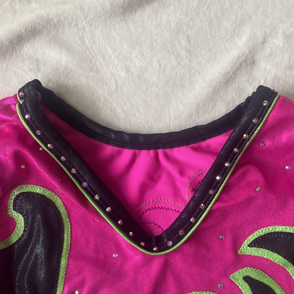 LIKE NEW GK Elite long-sleeve rhinestone gymnastics competition leotard. - Picture 5 of 5